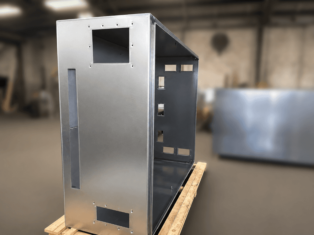 Precision CNC cutout on enclosure — view 3